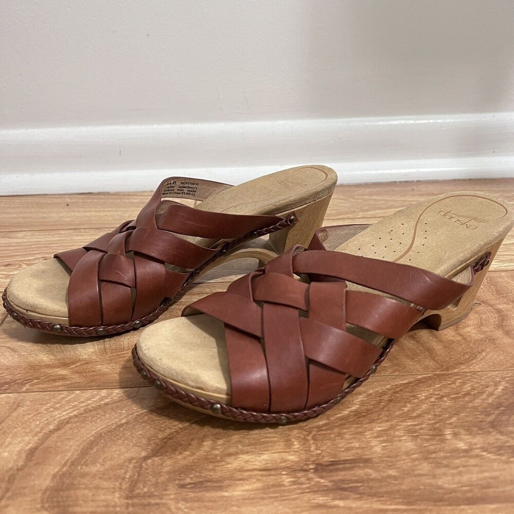 Dansko Tory Brown Braided Leather Sandals Size EU 41 / US 10-11 Boho Strappy